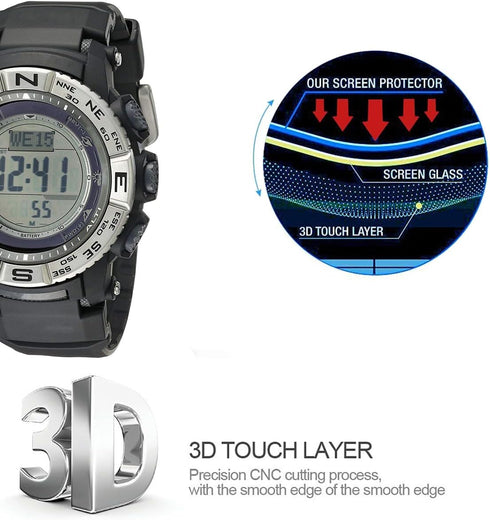 3 Pack Compatible with PRW3500 Watch Screen Protectors Tempered Glass for PRW-3500/ PRW-3500Y/ PRW-3500T Screen Protector Foils Glass Anti-Scratch...