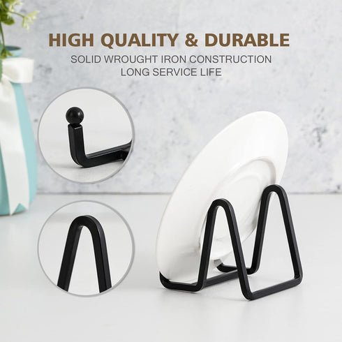 Plate Holder Easel Display Stand - 3 inch Metal Plate Stands for Display - Tabletop Picture Stand - Black Iron Easels for Display Pictures | Photo...