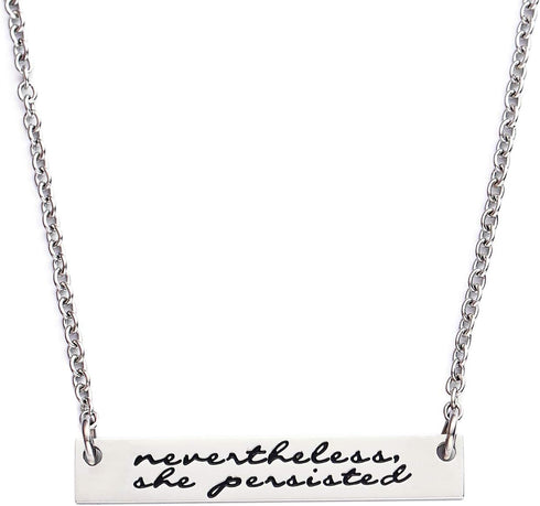 LParkin Nevertheless She Persisted Feminism Feminist Pantsuit Nation Solidarity Unity Political Affirmation Necklace (Bar-Necklace)...