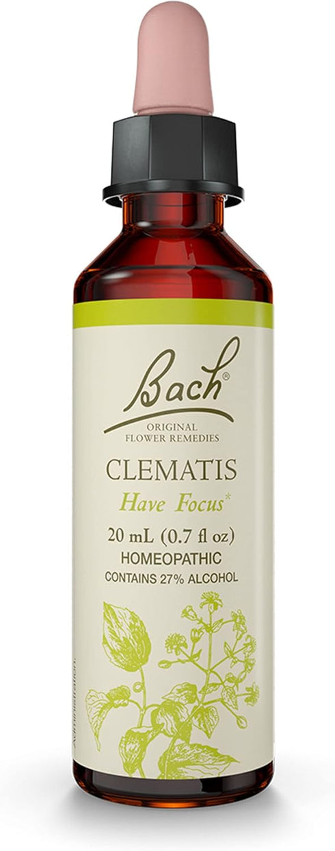 Bach Original Flower Remedies, Clematis for Focus and Concentration, Natural Homeopathic Flower Essence, Holistic Wellness and Stress Relief, Vega...