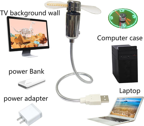 All-New USB LED Clock Fan Mini Real Time Clock Display Function Silver Setting Creative Gift Easy Use Portable soft safety adjustable...