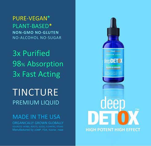 Deep Detox 2oz. Plant-Based Colon Intestinal Gut Liver Cleanse Detox Support. Purify Blood Skin 100% Natural Herbal Fibers Diet Supplement. Pure V...