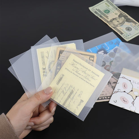 12 Sheets Frosted PP Small Cash Envelope 3.15x3.5 Inch Zipless Mini Budget Cash Stuffing Envelopes No Tab No Hole Card Pockets for Money Planner B...