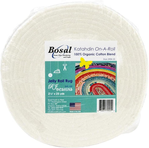 Bosal Katahdin Batting On-A-Roll, Summer 3 oz, 2-1/2 inch by 25 yards, 100% Organic Cotton (1 Roll),Off-White...