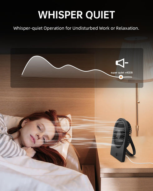 3.5" USB FAN, Strong Wind Ultra Quiet Small Desk Fan Foldable 3 Speeds Adjustable, USB Corded Powered Personal Fan for Home, Office, Desktop, Blac...