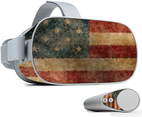MightySkins Skin Compatible with Oculus Go Mobile VR - Vintage Flag | Protective, Durable, and Unique Vinyl Decal wrap Cover | Easy to Apply, Remo...