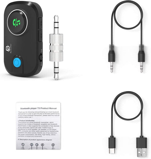 ByDiffer Dual Link Bluetooth 5.0 Audio Transmitter Receiver Sharing for up 2 Headphones, 3 in 1 Aptx Low Latency Wireless Adapter Splitter for TV ...