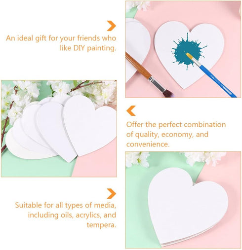 Healifty 6pcs Oil Painting Board Heart- Shaped Stretched Canvas Painting Canvas Panels Canvas Panels for Acrylic Painting Canvas Boards Artist Bla...