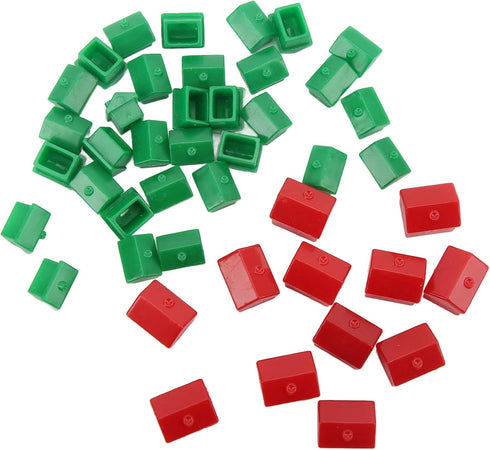 Hotel Game Replacement Pieces Monopoly Replacement Pieces 12 Red Houses and 32 Green Houses Game Plastic Houses & Hotels Game Piece Supplement Acc...