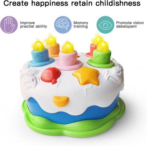 First Birthday Cake Toy - Todderl Birthday Cake Toy with Candles and Songs for 18 Months+ Boys Girls Musical Birthday Gift...