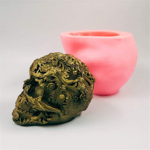 EECFSID 3D Three-Dimensional Relief Flower Skull Silicone Mold Making Candle Resin Mold Chocolate Cake Decoration Food Mold...