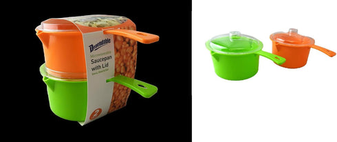 Set of 2 Microwave Saucepan With Lid Store Heat and Eat 800ml each...
