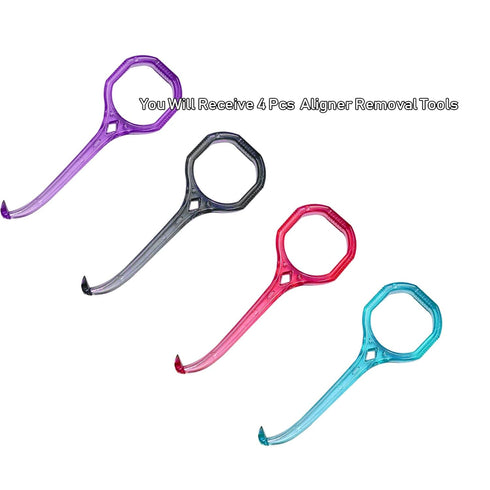 Aligner Remover Tool, 4 Pcs Clear Aligner Removal Tool for Invisible Removable Braces, Oral Care Disassembly Accessories - 4 Colors B...