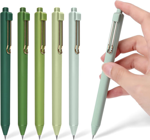 6Pcs Retractable Gel Ink Pens, 0.5mm Black Fine Point, Quick Dry, Smooth Writing, Aesthetic Morandi Gel Pen for Journaling Note Taking School Offi...