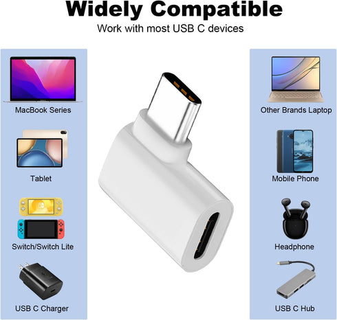 AreMe 2 Pack USB C Male to Female Adapter, 90 Degree Right Angle 140W Type C Extender Adapter for Thunderbolt 4/3, MacBook Pro/Air, Laptop, Phones...