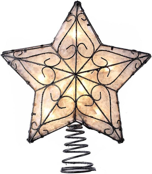 Kurt Adler UL 10-Light Metal Trimmed Capiz Inspired Star Treetop...