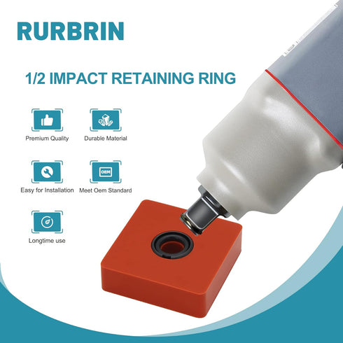 (10 Sets) 1/2" Impact Wrench Retaining Rings with O-Ring, Compatible with Electric/Pneumatic Wrench, Including Retainer Ring Anvil Install Tool...