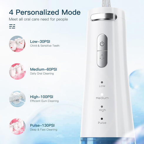 Cordless Water Flossers Picks for Teeth, IPX7 Waterproof Portable Water Flosser with 4 Pressure Modes, 2000mAh Rechargeable Water Dental Flosser f...