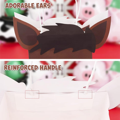 Faisichocalato Farm Animal Party Favor Bags with Handles Farm Themed Birthday Party Supplies Barnyard Birthday Gift Pack of 12 Treat Goody Bags Kr...