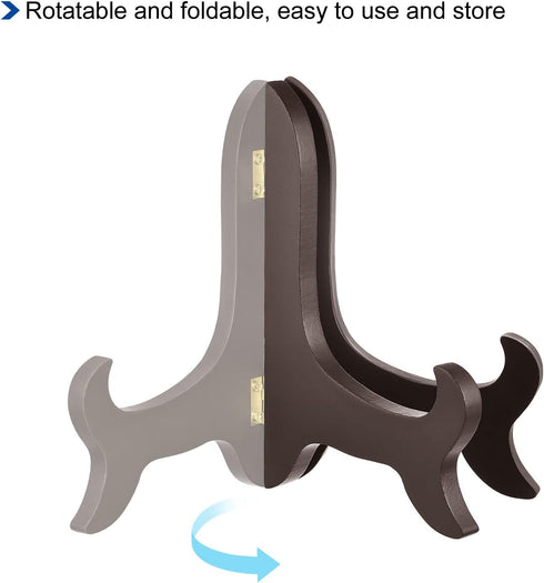 uxcell 2pcs 6" Easel Plate Holder, Wooden Folding Display Stand Brown for Decorative Picture Frame...