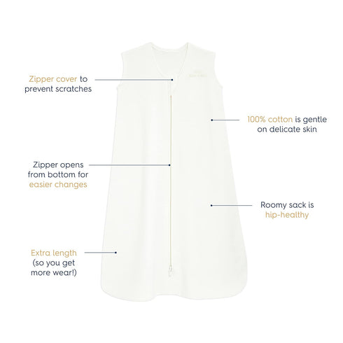 HALO SleepSack, 100% Cotton Wearable Blanket, Swaddle Transition Sleeping Bag, TOG 0.5, Cream, Small, 0-6 Months...