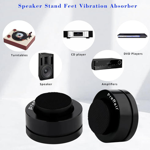 Preffair SP3918 Black Turntable Isolation Feet HiFi Fever Speaker Shock Absorber Pads Anti-Vibration Spikes with Ceramic Bead Nail for Audio Ampli...