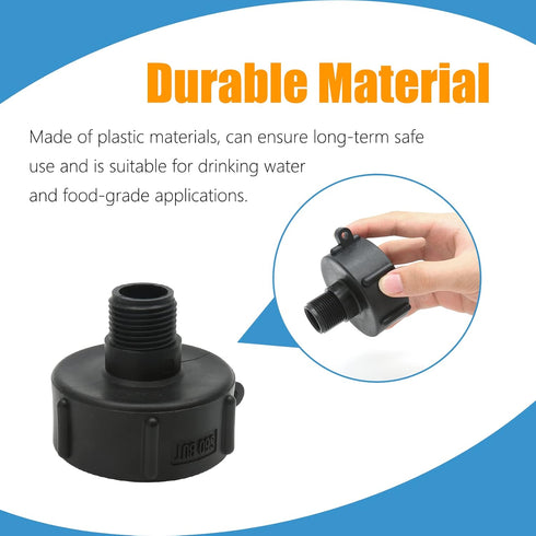 275 330 Gn IBC Tote Tank Food Grade Drain Adapter S60 BUT Female x 3/4" BSP/NPT Male, Water Hose Male Adapter Garden Hose Drain Plug Connector...