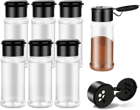 6 Pcs Plastic Spice Jars with Shaker Lids, 3 oz Seasoning Containers, Round Empty Spice Bottles Storage Clear Seasoning Bottles Storage Spice, Pep...