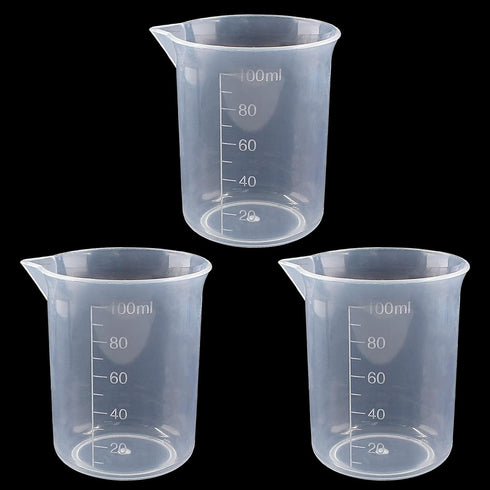 100ml/3.4oz Plastic Graduated Beaker (3 Pack), Transparent PP Measuring Cup Mixing Cup for Kitchen Lab...