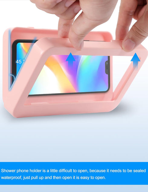 KUNSLUCK Shower Phone Holder Waterproof, Anti-Fog Touch Screen Shower Phone Case, Wall Mount Phone Holder for Shower Bathroom Mirror Bathtub, Comp...