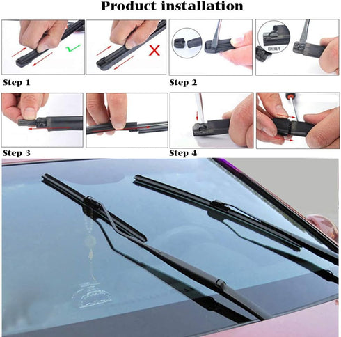 Car Frameless Windshield Wiper Blade Refills Rubber strips Pack of 2 (28 Inches)...