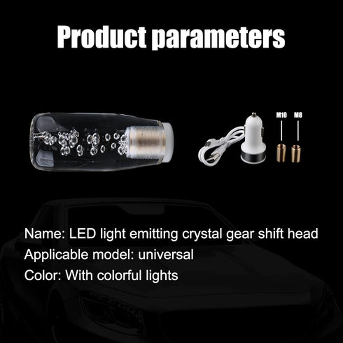 1 PC Crystal Gear Stick Shifter Knob, Transparent Bubble Gear Shifter Multicolor Gradient LED Shift Knob, Universal Cool Shift Head Car Interior A...