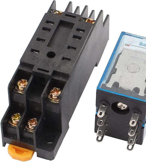 BULUSHI 4Pcs MY2N-J AC110/120V 5A Coil Red Indicator Light 35mm DIN Rail DPDT 8Pins Electromagnetic General Purpose Power Relay + Socket Base......