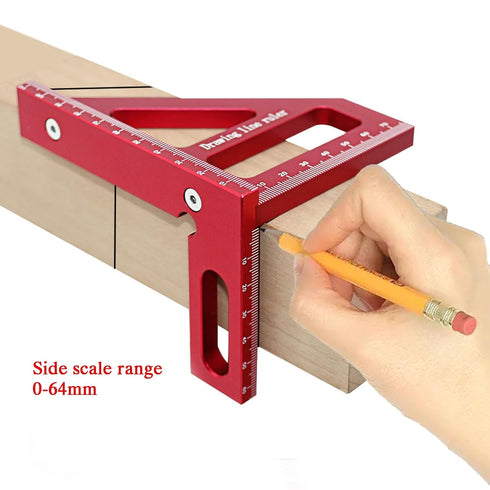 3D Multi Angle Measuring Ruler, 45/90 Degree Woodworking Square Protractor, Aluminum Alloy Miter Triangle Ruler, High Precision Layout Measuring T...