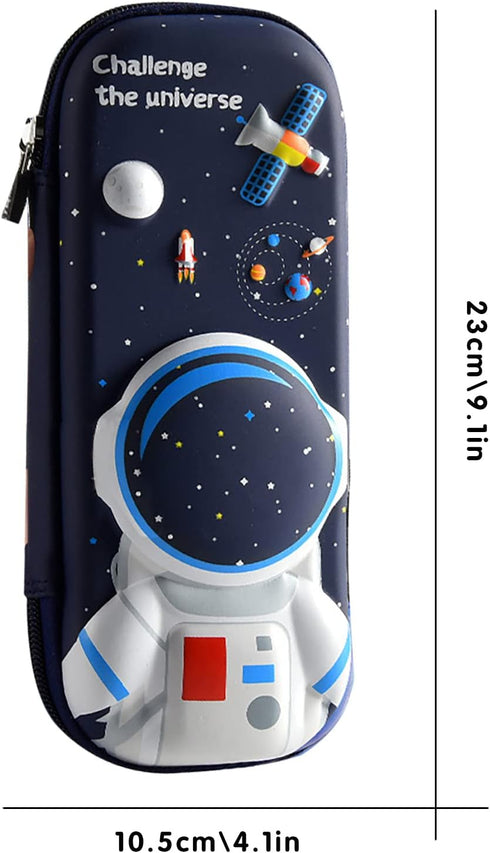 3D Astronaut Pencil Case for Kids Boys, Waterproof Pencil Box with Compartments Pen Pouch (Dark Blue)......