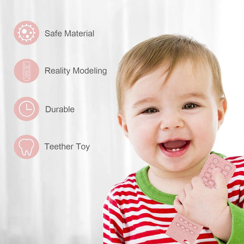 2Pack Silicone Baby Teething Toys, Soft Chew Toys with TV Remote Control Shape, Teether Early Educational Sensory Toy for Babies 3-12 Months Boys ...