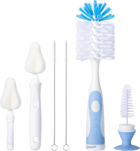 Baby Bottle Brush Set with Nipple Cleaner and Suction, 10.2" Cleaning Brush and 6.5" Sponge Bottle Brush with A Replacement Brush Head and Two 6.7...