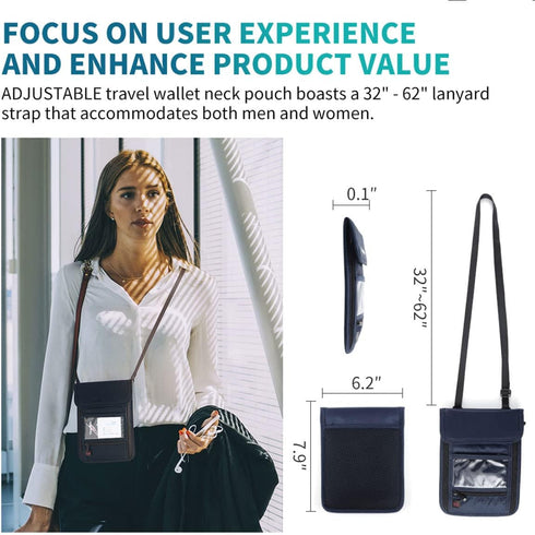 RFID Blocking Passport Holder Wallet with Neck Stash Pouch for Traveling Security Credit ID Card...