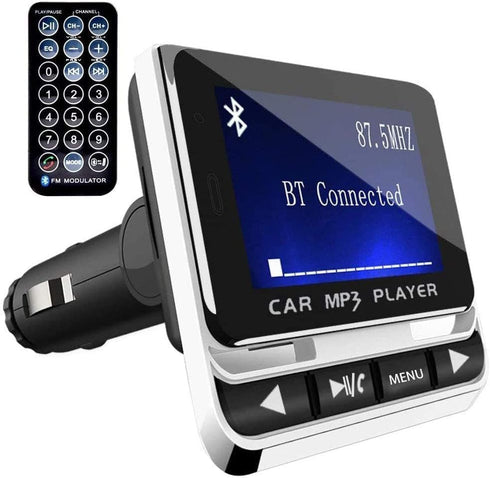 Bluetooth FM Transmitter for Car, Wireless Car Radio Adapter, Handsfree Auto Kit with Remote Control, MP3 Music Player Support USB Charger Siri Go...