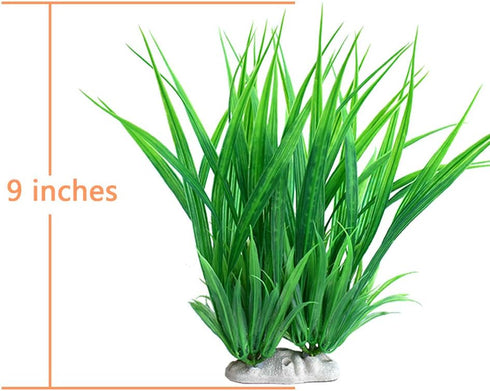Artificial Fish Tank Plants, Plastic Aquarium Plants, 2 Pack, 9 inches High, Realistic & Non-Toxic & Safe for All Fishes (9 inches, Green)...