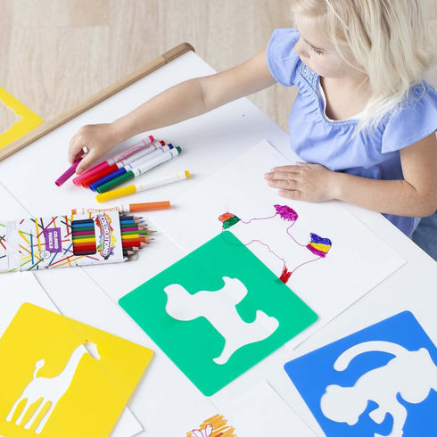 Colorations - EANST Animal Shape Stencils Set of 12 8" Plastic Stencils for Kids Arts and Crafts Material...