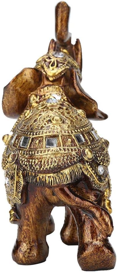 Golden Elephant Statue, Resin & Wood Grain Collectible Figurine, Feng Shui Lucky Elephant Sculpture for Home TV Cabinet...