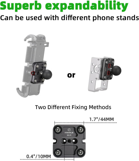 FANAUE Universal Phone Holder with Shock Absorber Detachable B Size 1" Ball for RAM Mounts (SA-01)......
