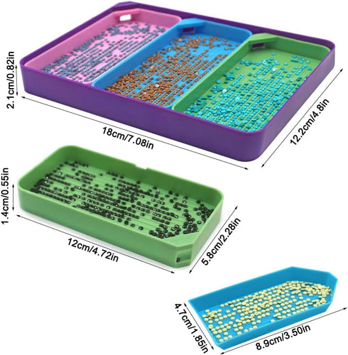 10 Pcs Diamond Art Trays, FineGood 3 Sizes Diamond Art Painting Tray Kits Beads Sorting Trays Diamond Art Storage Accessories for DIY Art Craft...