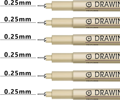 Extra Fine Point Writing Pens: 6 Black Ultra Thin 0.25mm No Bleed Smooth Annotation Bible Journaling Study Supplies Waterproof 01 Micro Line Needl...
