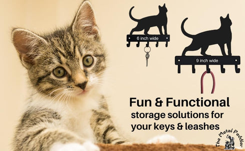 Cat #17 Key Rack - Small 6 inch Wide - Made in USA; Wall Mounted Holder for Home and Office...
