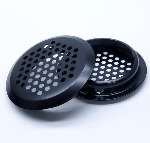 20Pcs Circular Air Vents Black Soffit Vent, Stainless Steel Round Vent Mesh Hole Louver for Kitchen Bathroom Cabinet Wardrobe, 2"(53mm) Mounting D...