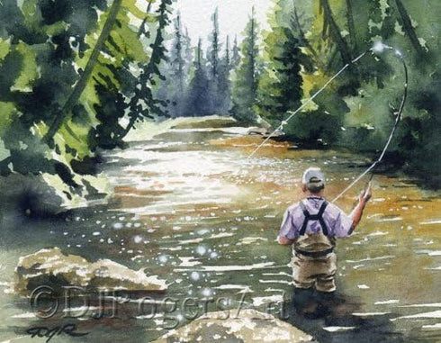 Hooked up II Fly Fishing Art Print by Artist DJ Rogers...