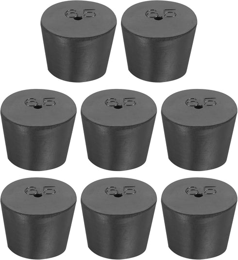 MECCANIXITY Rubber Tapered Plug 27mm to 34mm Solid Test Tubes Bungs Stopper with Hole Black for Lab Home 8 Pieces...