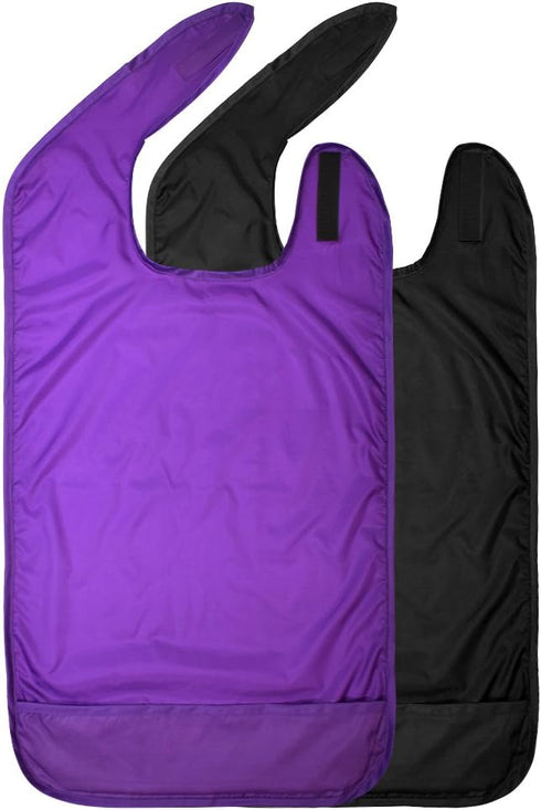 Betty Dain Adult Bib, Washable, Waterproof Clothing Protector with Crumb Catcher, Black...